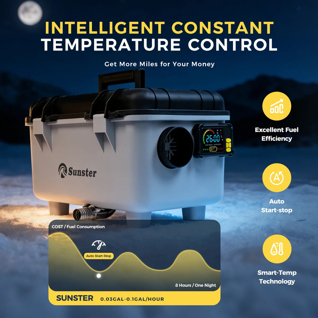 TB30 8KW Dieselvärmare 12V/24V/220V med LCD, Bluetooth & Ventilation – Bil, Lastbil, Garage
