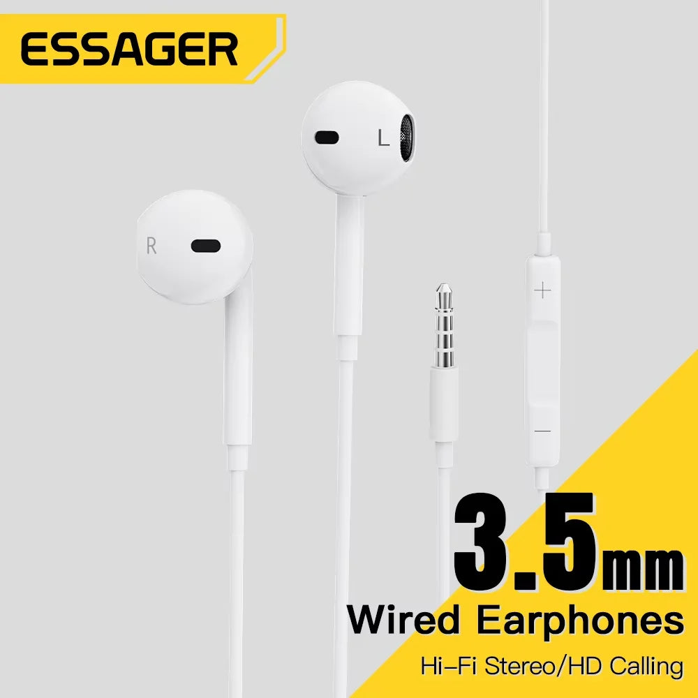 Essager Sport Hörlurar 3.5mm - Trådbundna In-Ear Headset med Mikrofon & In-line Kontroll