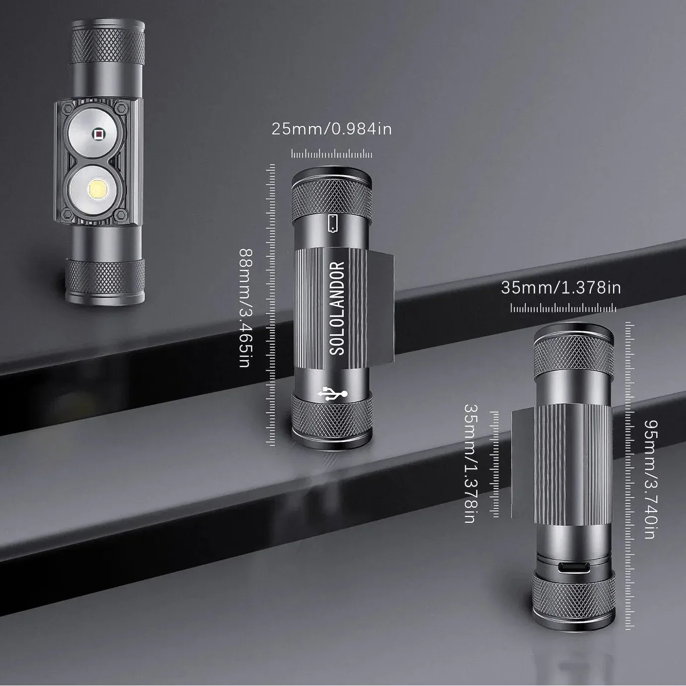 Professionell LED Pannlampa 600lm - Vit & Röd Belysning USB-C Laddbar.