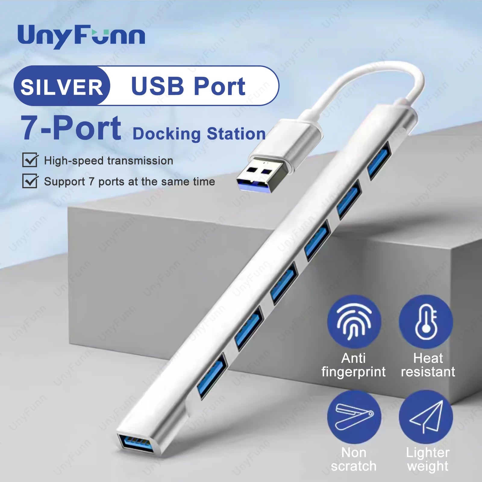7-Ports USB-C Hub - USB 3.0 Multi-Port Adapter för MacBook & PC.