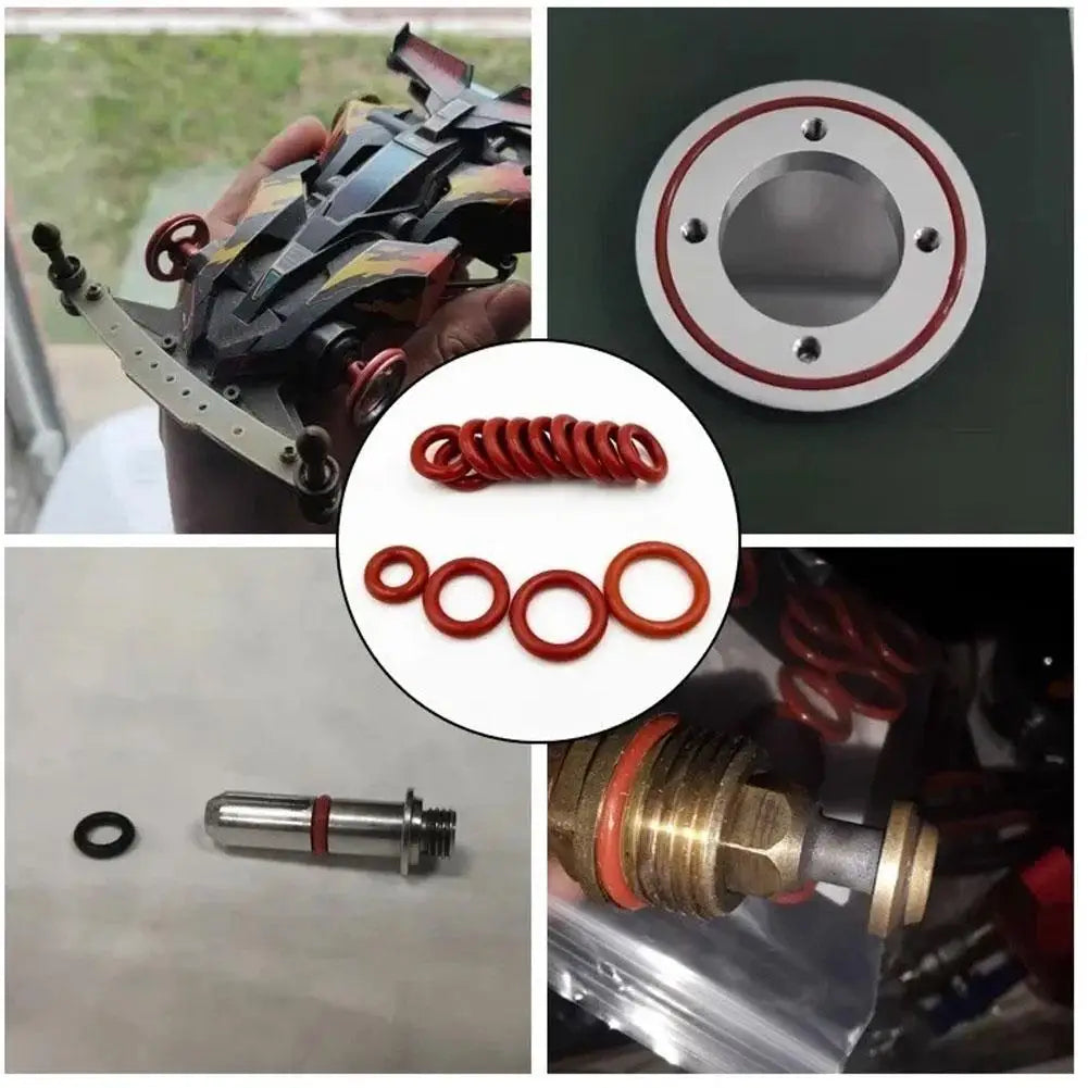 351Pcs Red Silicone O-Rings Kit Oil Resistant High Temperature Rubber Sealing Gaskets Washers for Cars And Pipelines