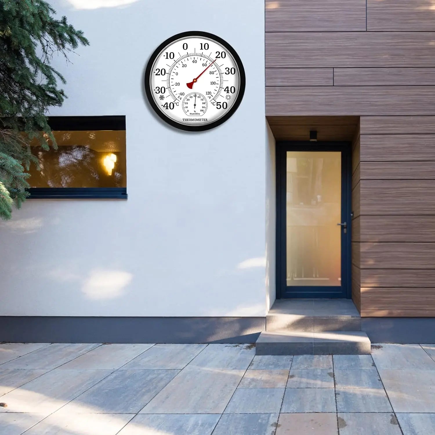 25CM Stor Termometer Hygrometer - Inomhus Utomhus Trädgård Väggmonterad