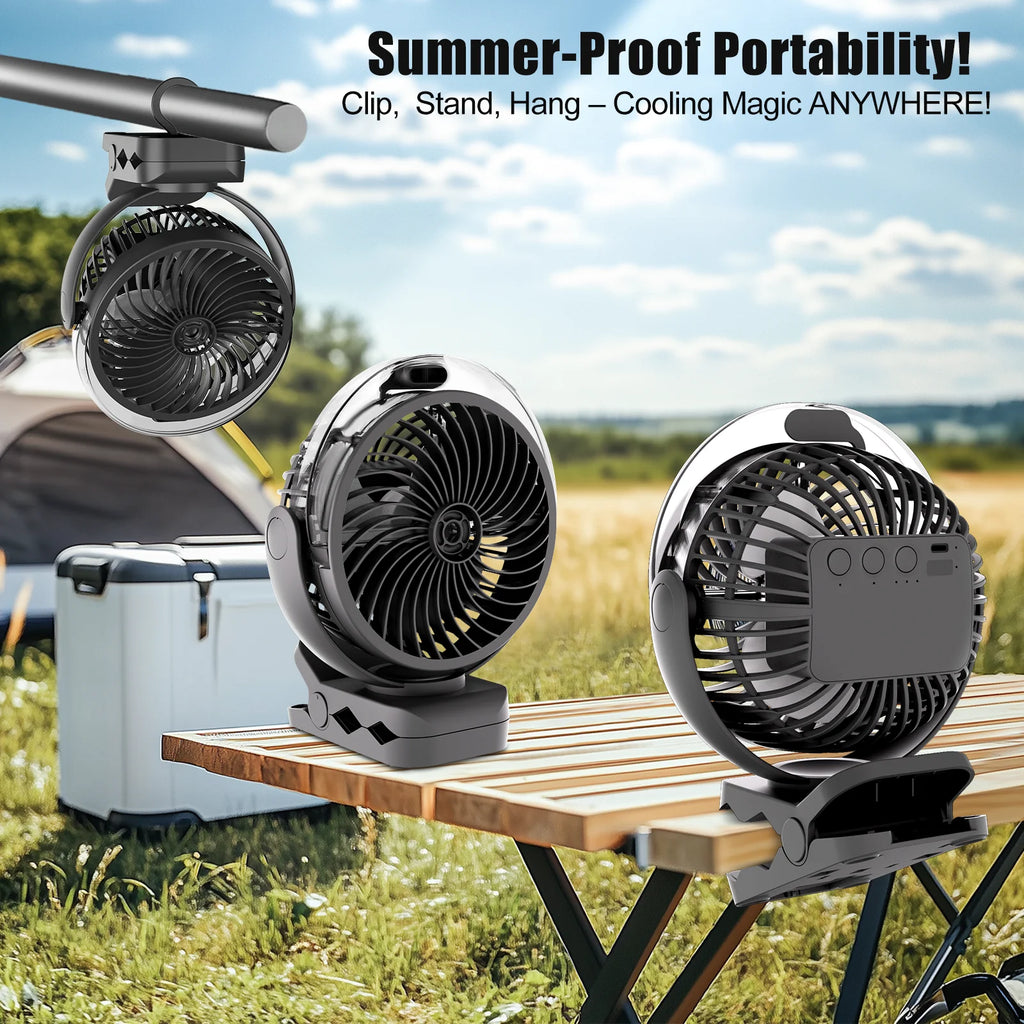 Portable Clip-on Mist Cooling Fan Rechargeable 3 Speed Digital Display Mini Humidifier Spray Fan Adjustable Desk Fan with 4000mA