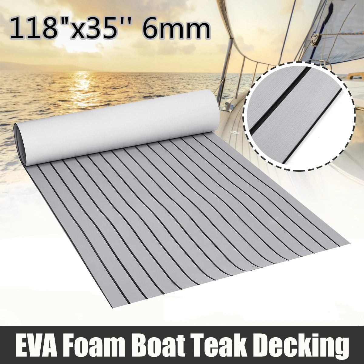 Båtdäck – Halkfri Självhäftande Teakimitation 3000x900x6mm 3000x900x6mm Tjeckien