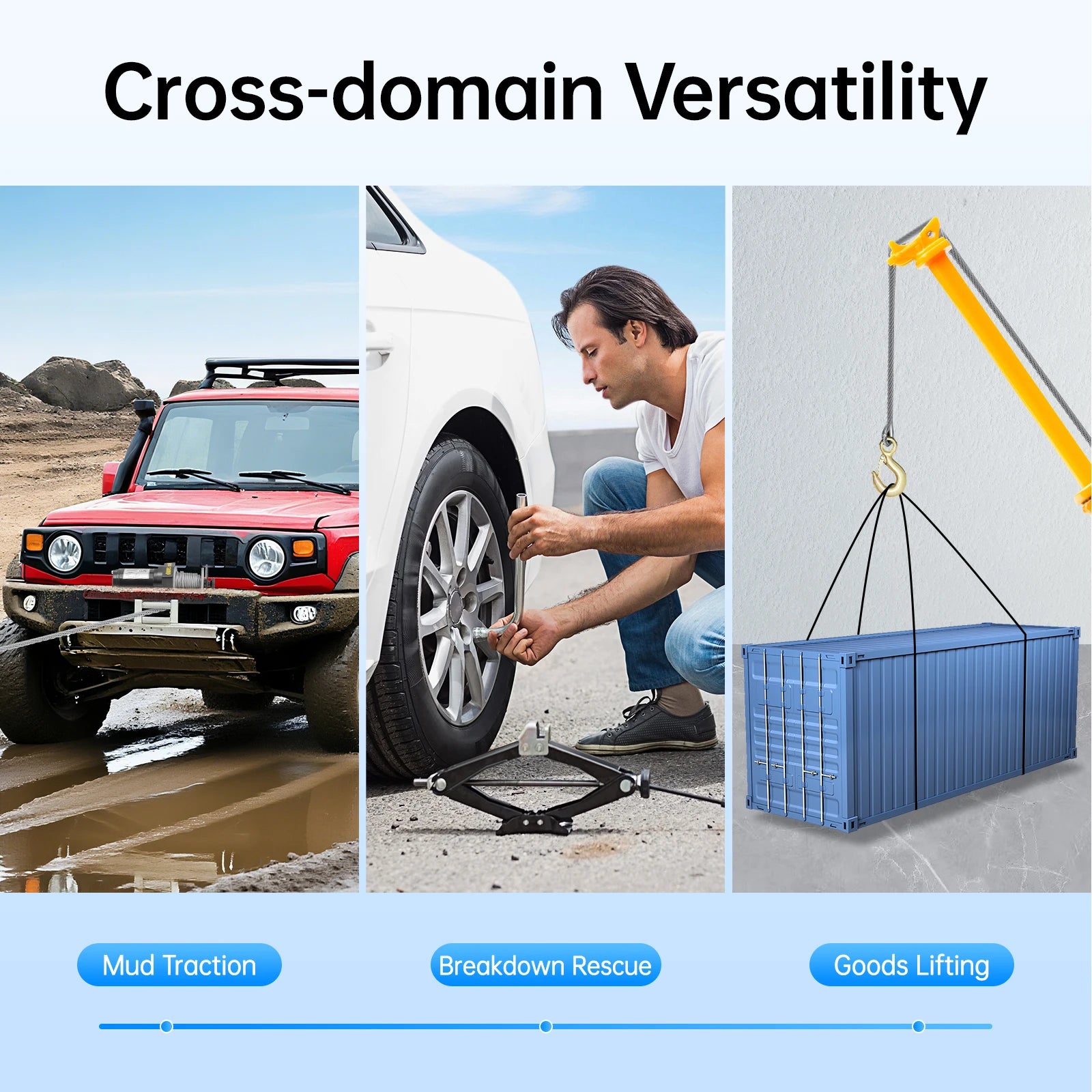 900kg Electric Winch| DC12V Off-Road Lifting Device| Alloy Steel Car and Ship Towing Device