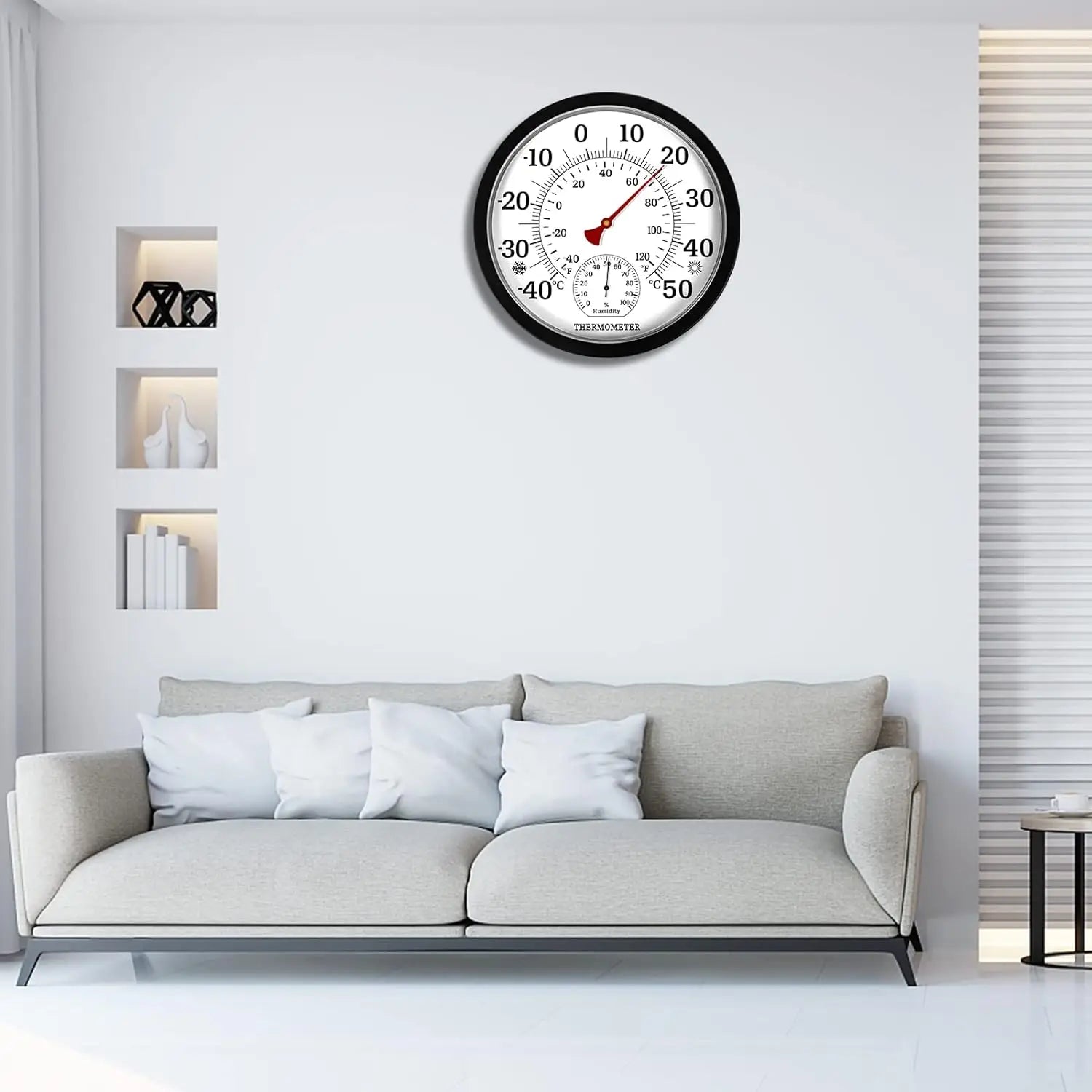 25CM Stor Termometer Hygrometer - Inomhus Utomhus Trädgård Väggmonterad