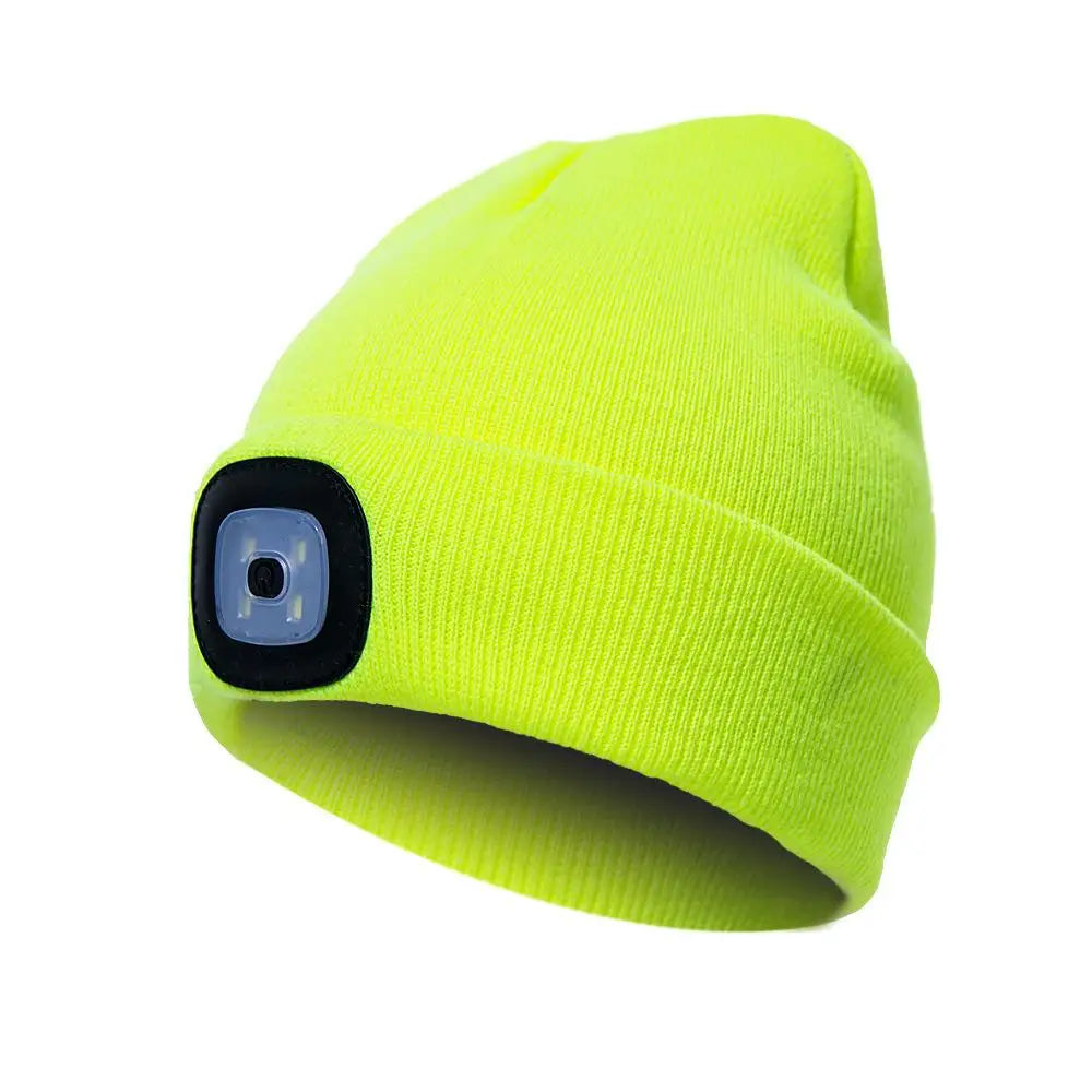 LED Beanie med Pannlampa - USB-Laddningsbar Vintermössa för Löpning & Cykling light E
