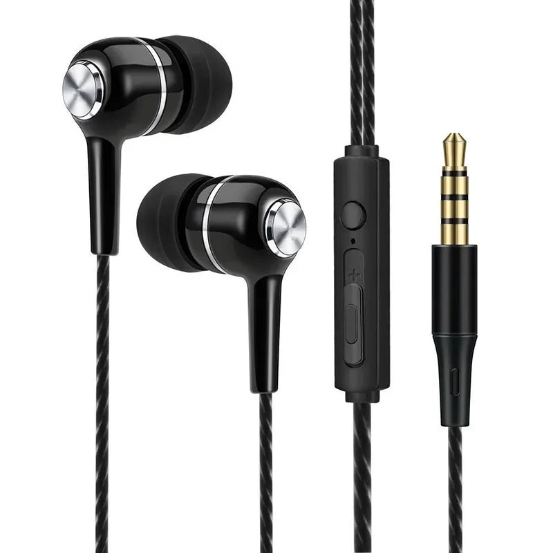 3.5mm Kabelanslutna Hörlurar - HiFi Stereo Bass In-Ear med Mikrofon & Kontroller