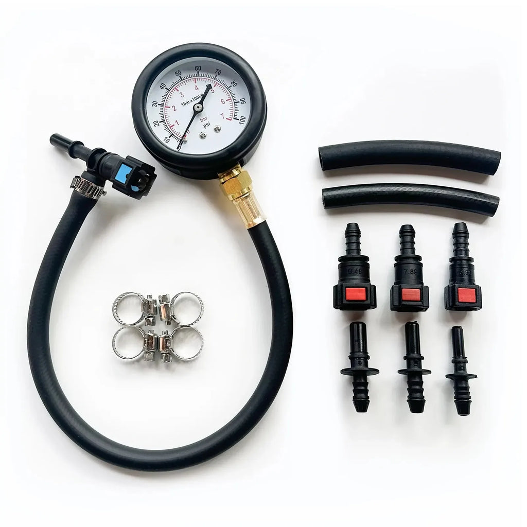 Fuel Pressure Test Kit - Fuel Pressure Gauge - 0-100PSI Fuel Injection Pump Pressure Tester Gauge Kit for Car, Motorcycle, Truck SHY-000001