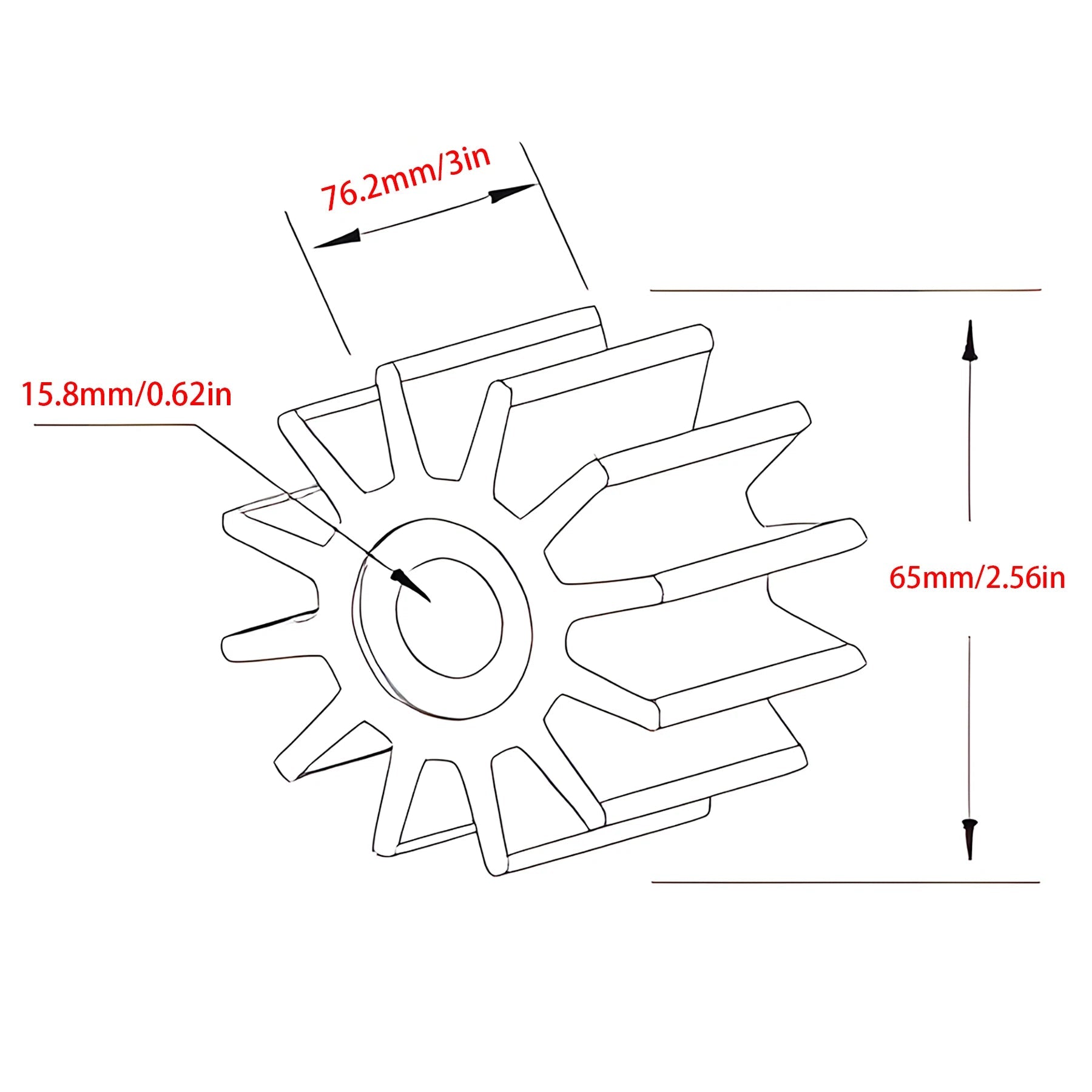 Vattenpump Impeller 8M0112282 för MerCruiser 2.8-6.7L Sterndrive & Inombordare
