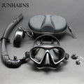 Professional Wet Low Volume Freediving Mask, Tempered Glass Freedive Mask, J-Type Diving Mask, Snorkel Set, With Camera Mount SVART SET