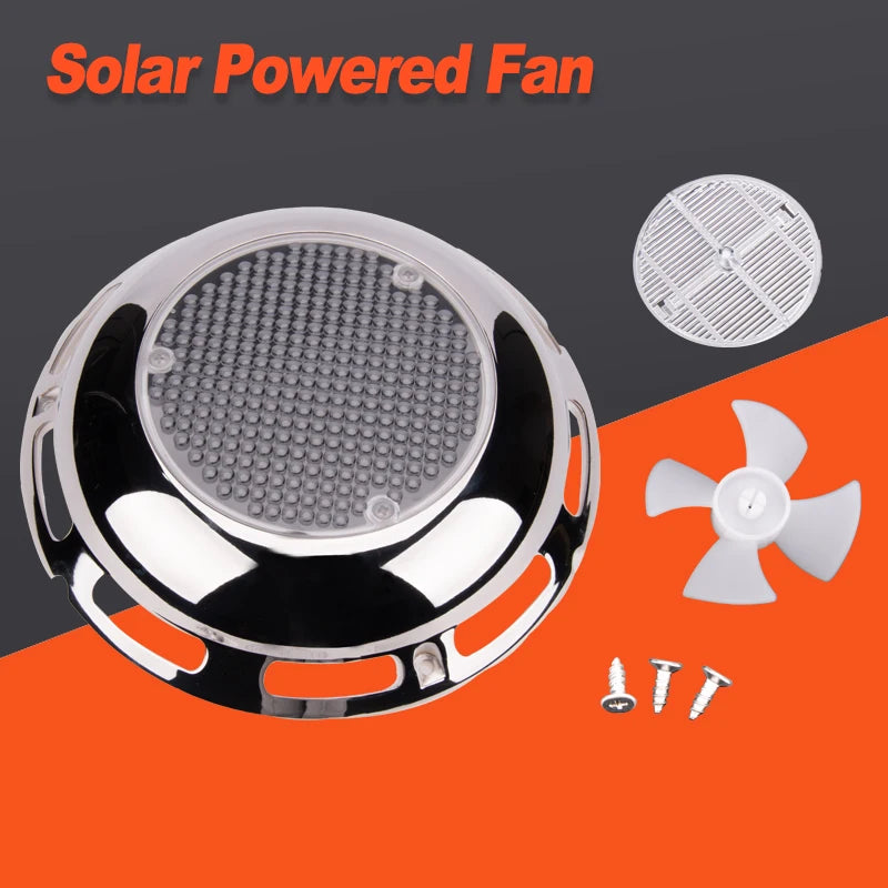 Soldriven Rostfri Ventilator för Husbil, Husvagn & Båt Silver
