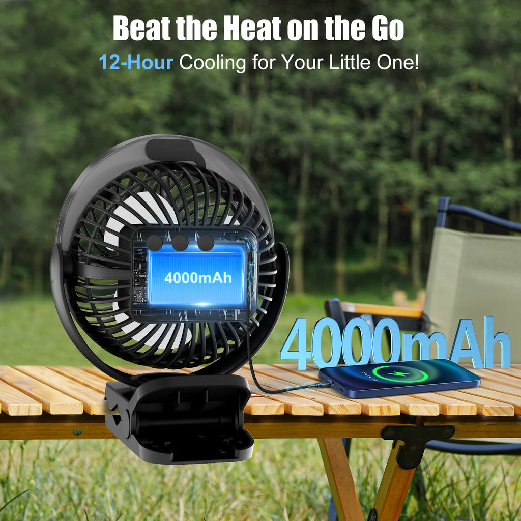 Portable Clip-on Mist Cooling Fan Rechargeable 3 Speed Digital Display Mini Humidifier Spray Fan Adjustable Desk Fan with 4000mA