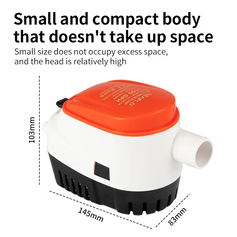 Premium Marin Länspump 12V/24V - Automatisk Dykbar Pump för Båt & Yacht