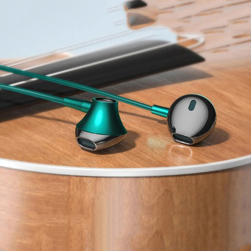 Type-C/3.5mm Kabelanslutna Hörlurar - Dubbel Bass In-Ear med Mikrofon & Karaoke