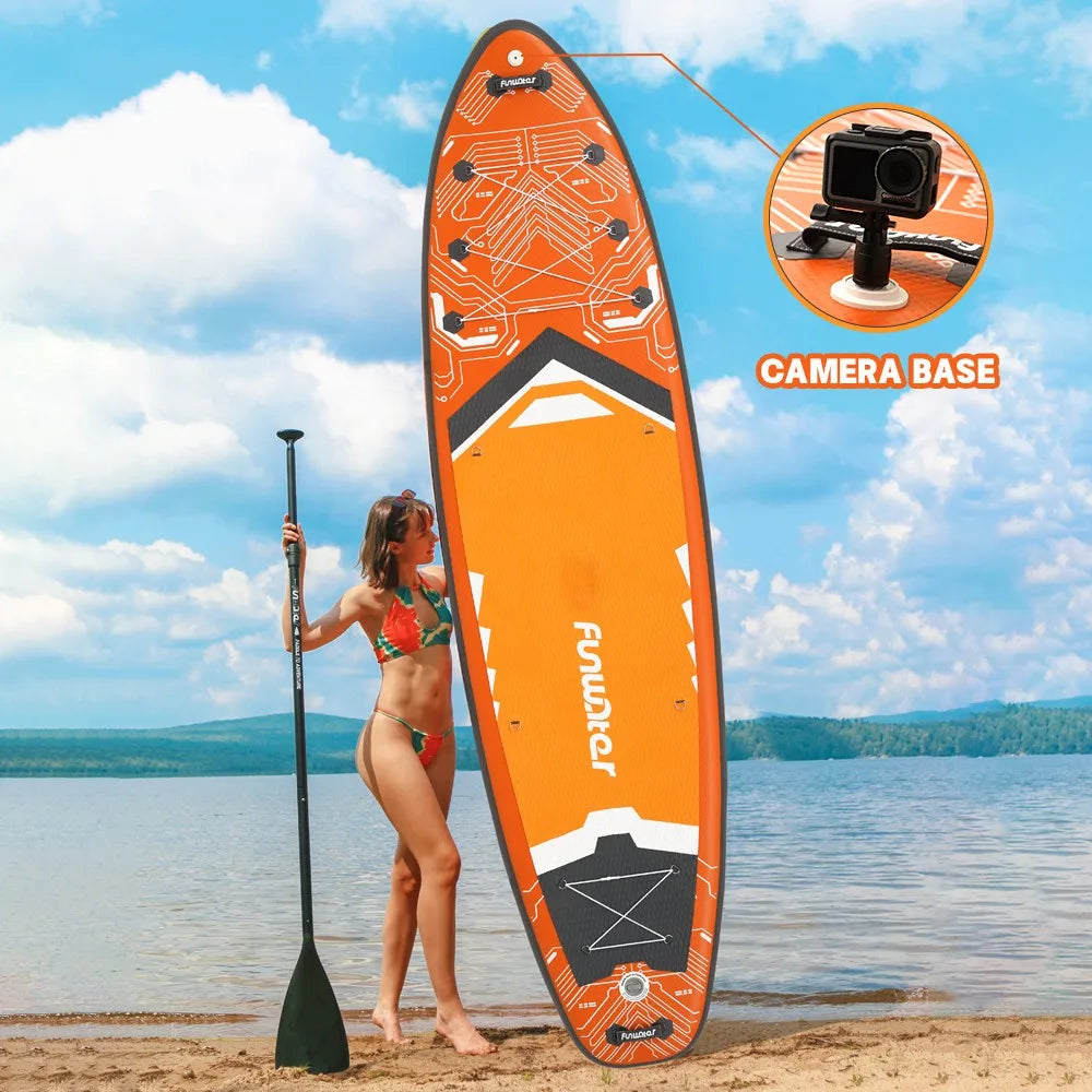 FunWater Uppblåsbar SUP-bräda 11'6" | 200 kg kapacitet, trippelfena, halkfri EVA-däck & bungee