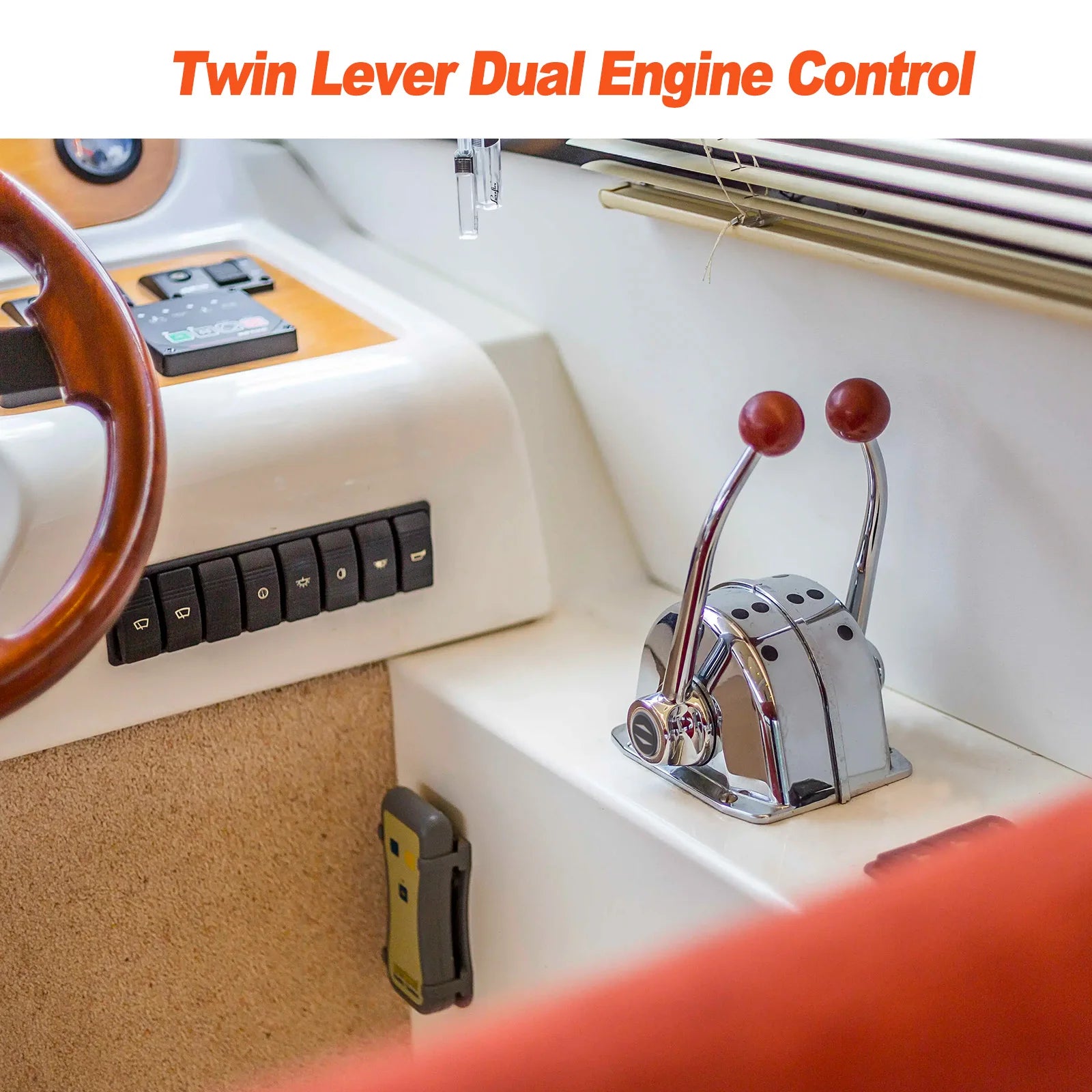 Marin Dubbelspak Motorstyrning Toppmonterad för Båt Utombordare Inombordare I/O