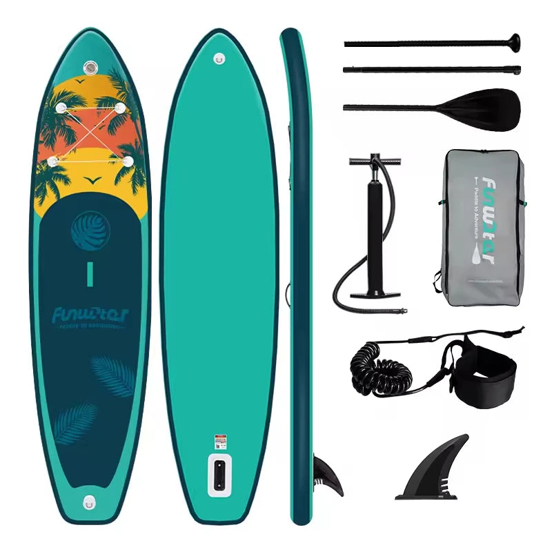 Uppblåsbar SUP-bräda 335cm - Komplett Set med Paddel, Pump & Tillbehör Grön solnedgång Polen (3–6 dagar)