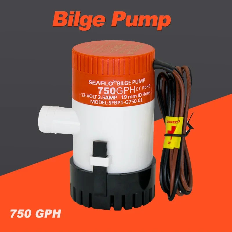 12V 750GPH Dränkbar Länspump | Marin & Husbil Vattenpump för Båtar, Yachter och Husbilar