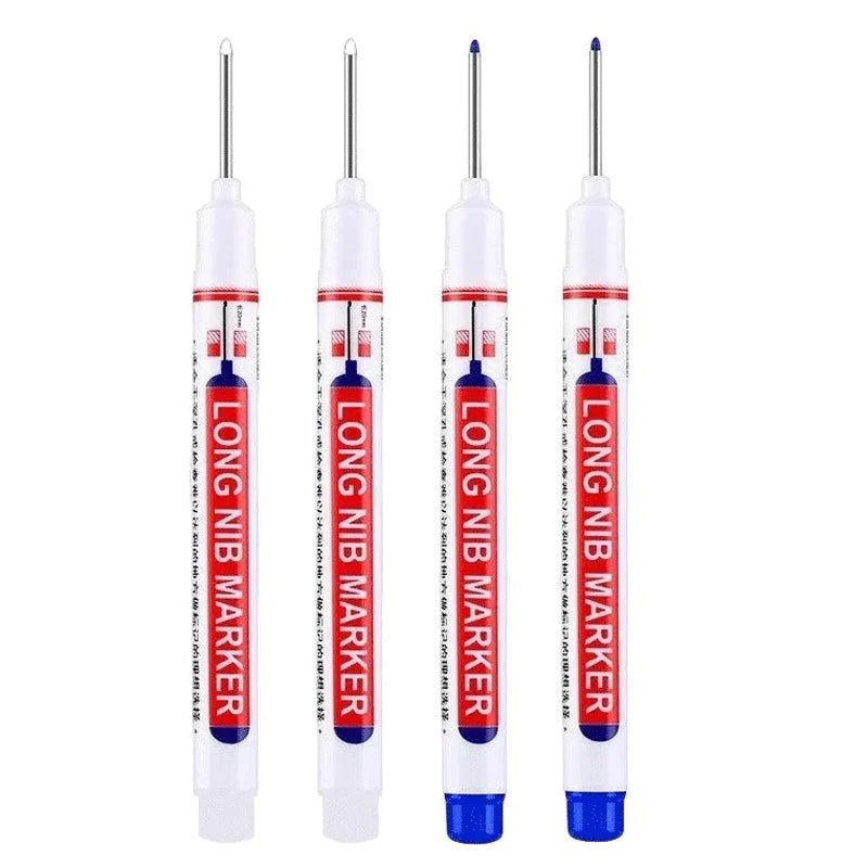 4Pcs/Set 20mm Deep Hole Long Nib Head Markers For Metal Perforating Pen Waterproof Bathroom Woodworking Decoration Multi-Purpose 2white 2blue