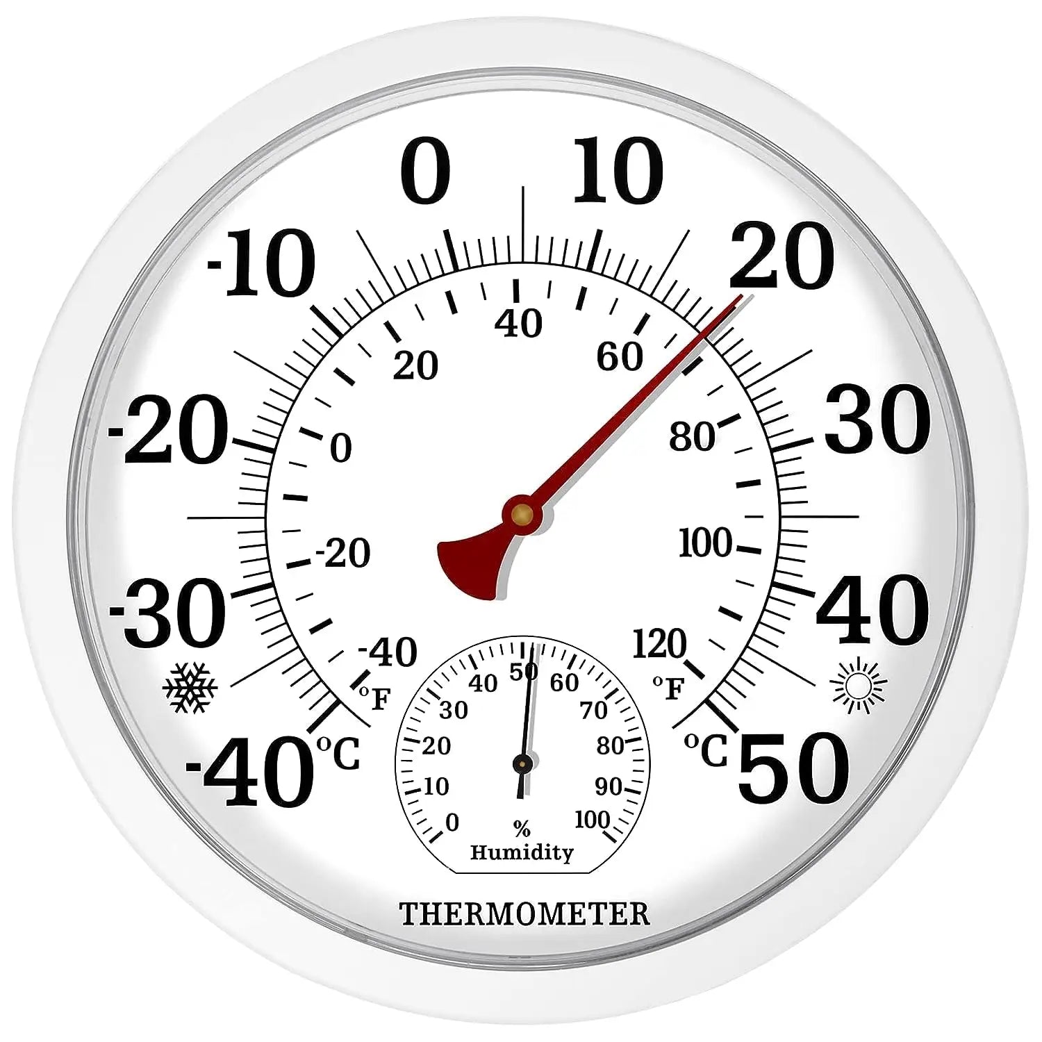 25CM Stor Termometer Hygrometer - Inomhus Utomhus Trädgård Väggmonterad
