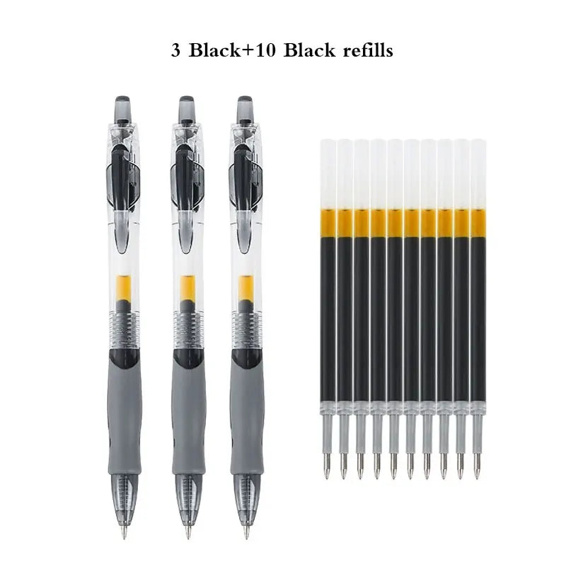 13/30pcs Retractable Gel Pens Set Black/Red/Blue Ink Ballpoint for Writing Refills Office Accessories School Supplies Stationer