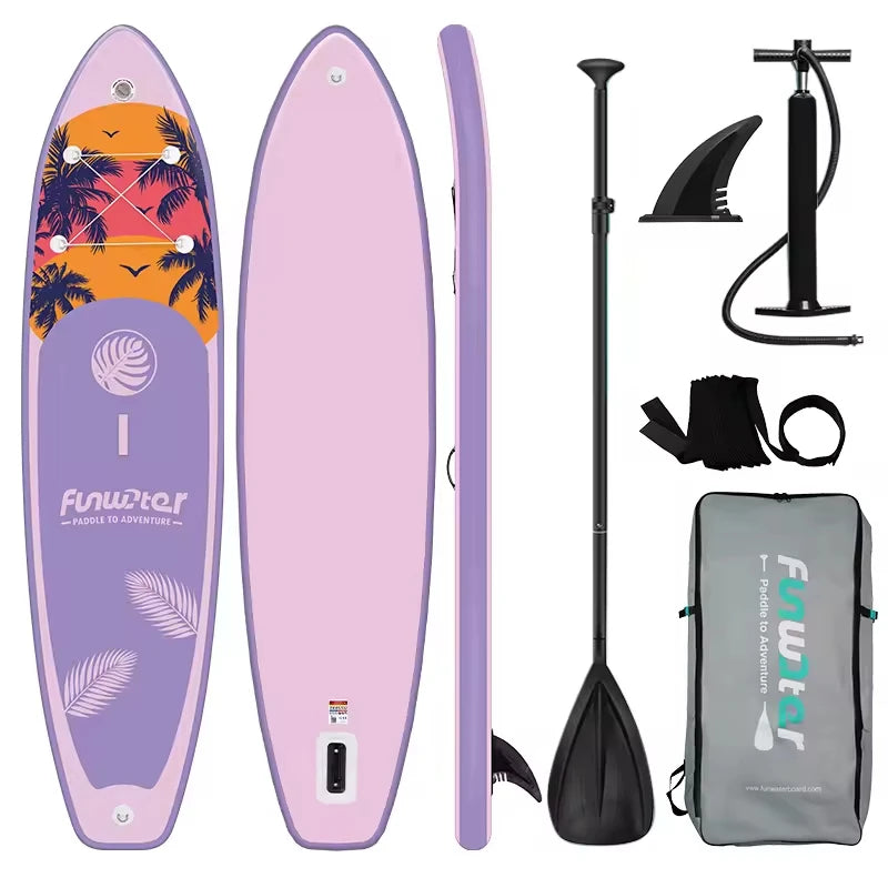 Uppblåsbar SUP-bräda 335cm - Komplett Set med Paddel, Pump & Tillbehör Lila solnedgång Polen (3–6 dagar)