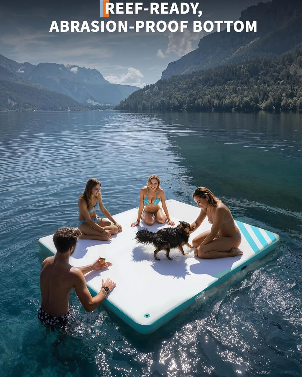 Inflatable Floating Platform – Non-Slip Swim Platform with Ladder & Bag for Lake, Pool & & Beach