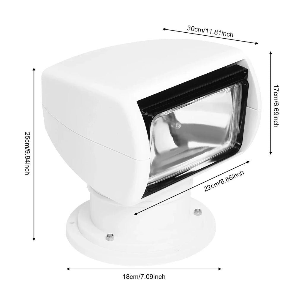 Spotlight Marine Spot Light Boat Searchlight Remote Control 12V 100W Waterproof 360° Rotate Lighting for Boat Truck Car White GERMANY vit
