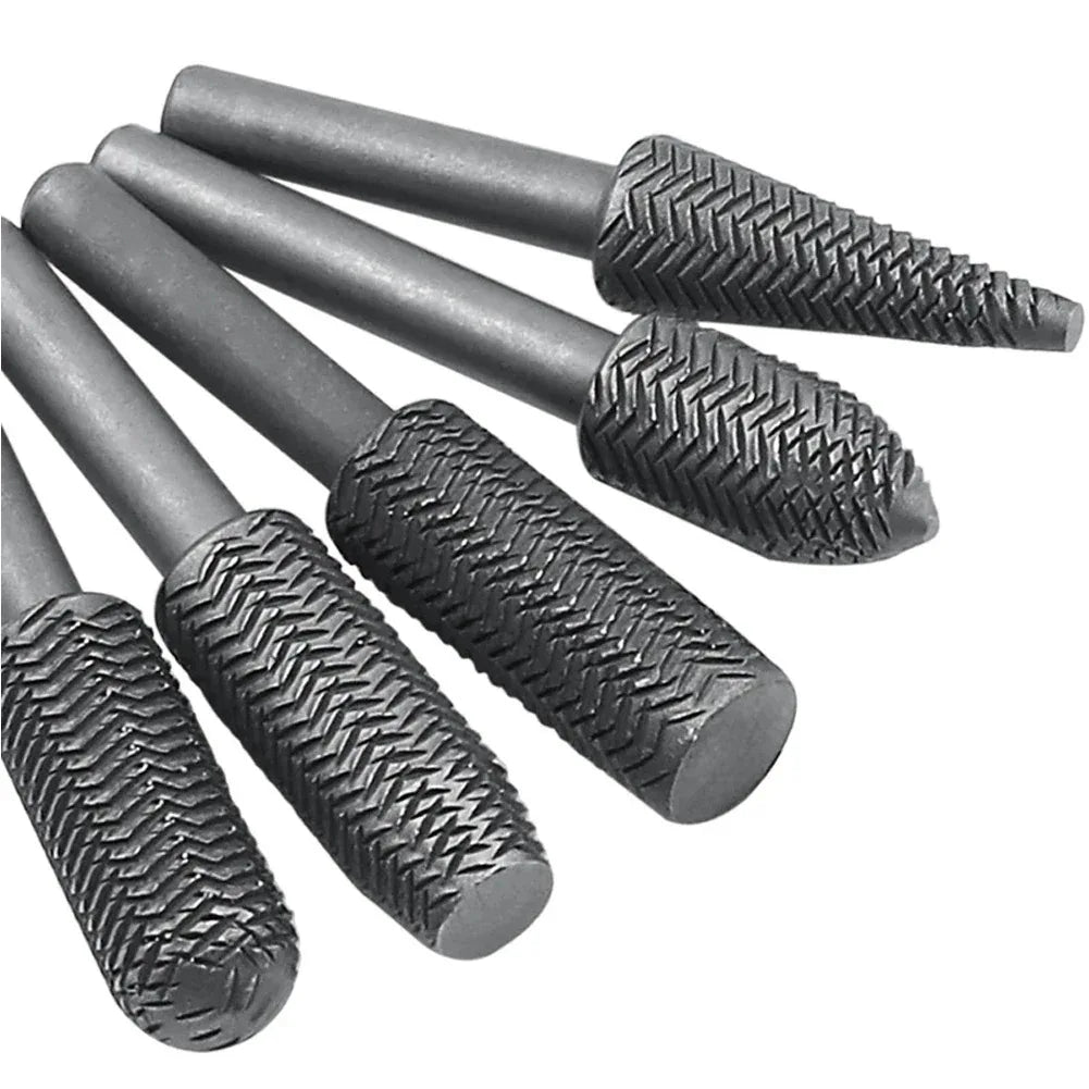 5-delars Roterande Raspfilsset Stål 6mm Skaft - DAZZLEEX Dubbelskärare för Metall & Trä