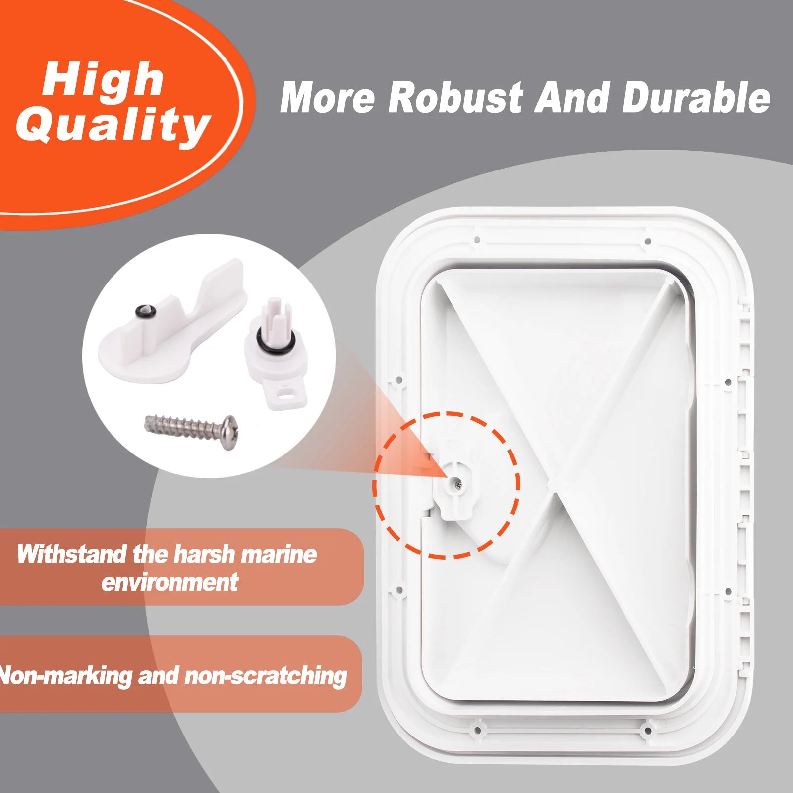 Marinlucka Vit 375 x 270 mm med 180° Öppning för Båt Husvagn Husbil