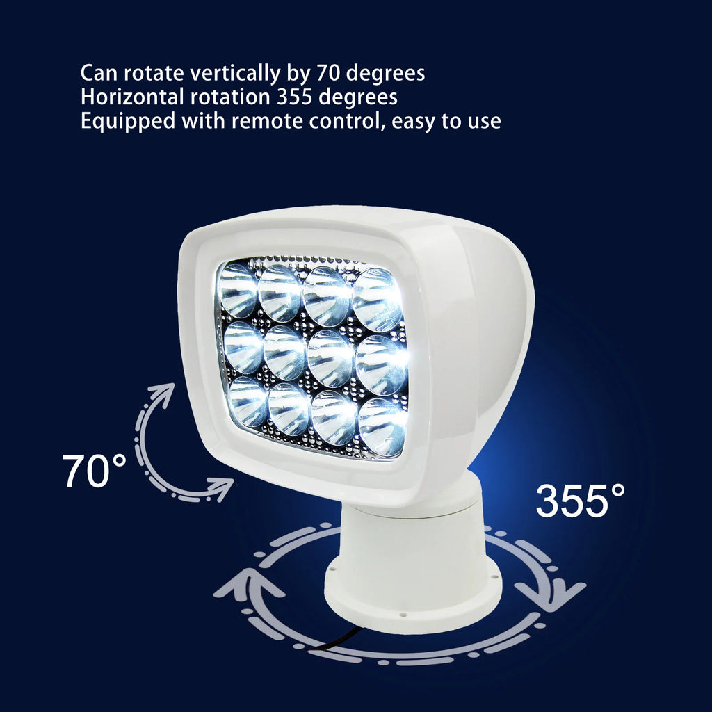 Wireless LED Remote Control Marine Searchlight 10-30V 60W 1600LM IP65 Boat Spotlight with RF Remote