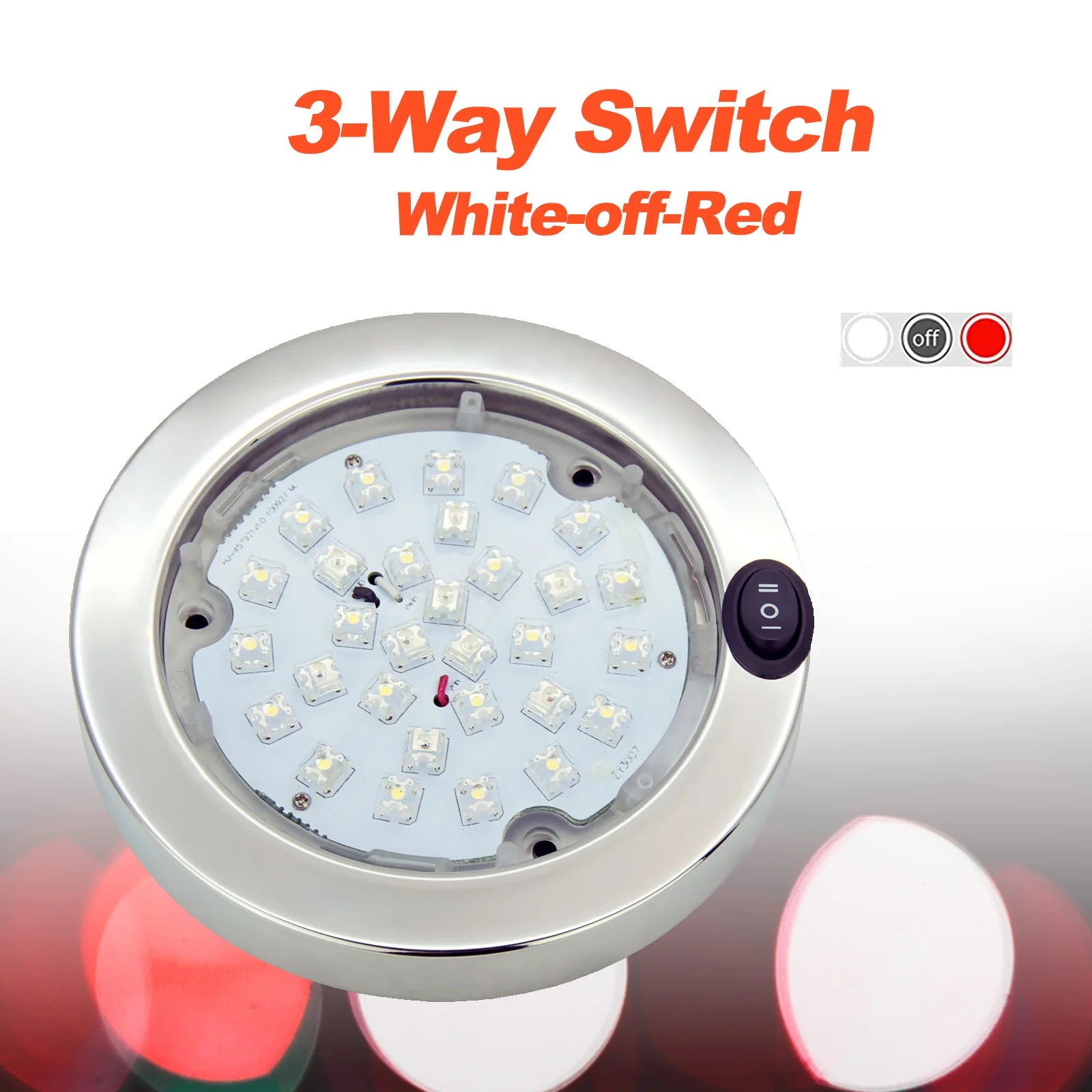 12V LED Båttaklampa – Vit/Röd Inomhusbelysning för Husbil, Husvagn & Båt – 30st P4 LED för Ljusstark, Effektiv Belysning