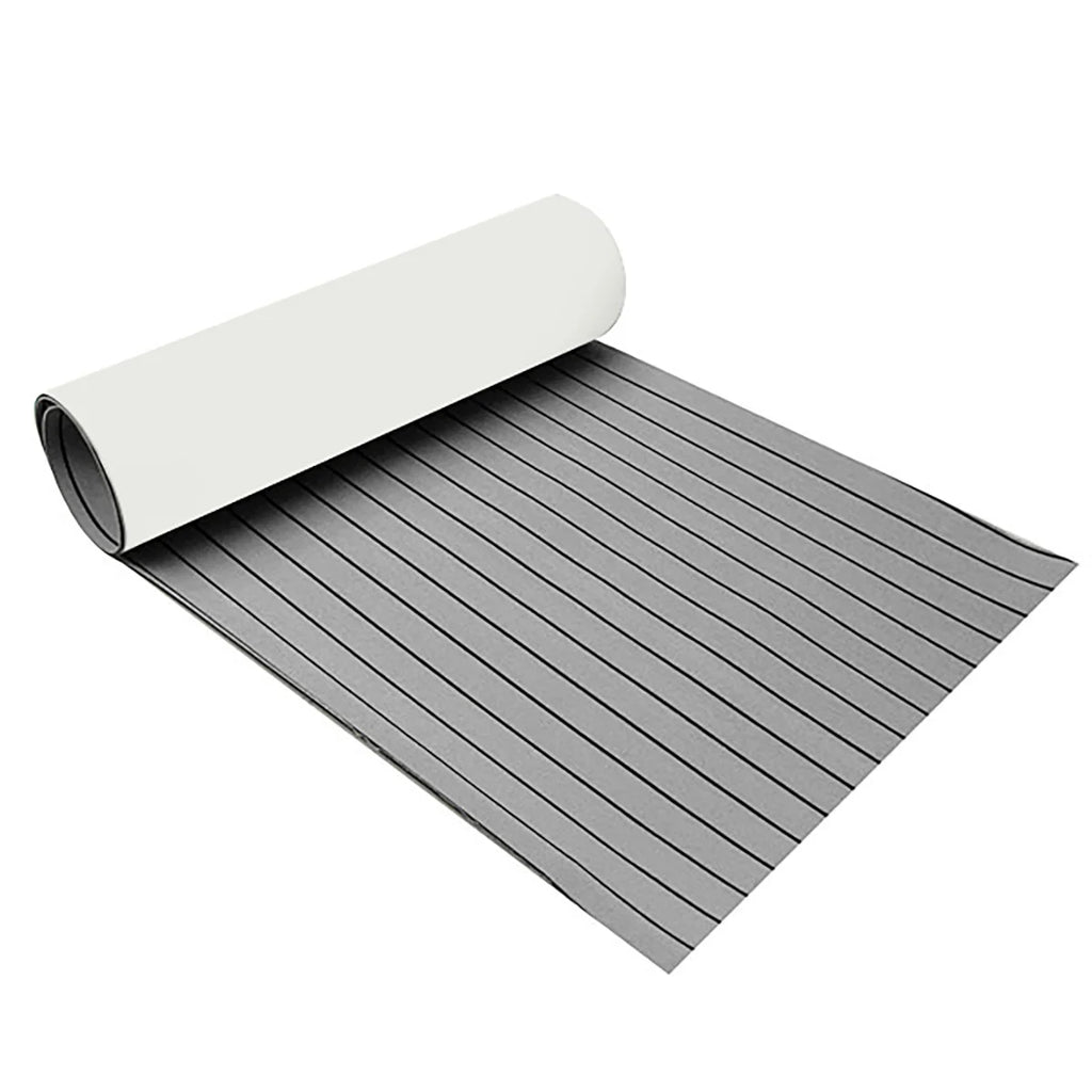 2400x900x5mm Självhäftande EVA-skum Teak Däcksmatta – Marinmatta för Båt, Grå/Svart