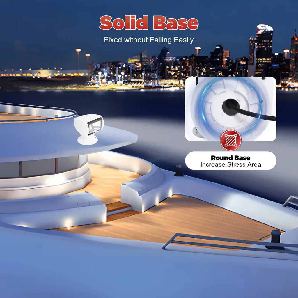Spotlight Marine Spot Light Boat Searchlight Remote Control 12V 100W Waterproof 360° Rotate Lighting for Boat Truck Car White