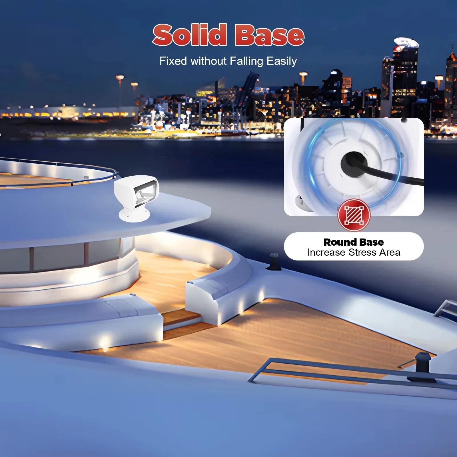 Spotlight Marine Spot Light Boat Searchlight Remote Control 12V 100W Waterproof 360° Rotate Lighting for Boat Truck Car White