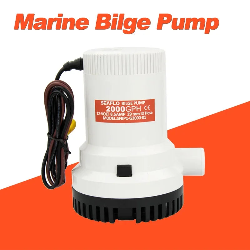 2000GPH 12V Marine Bilge Pump – Heavy Duty Submersible Electric Water Pump for Boat, RV, Yacht Drainage vit