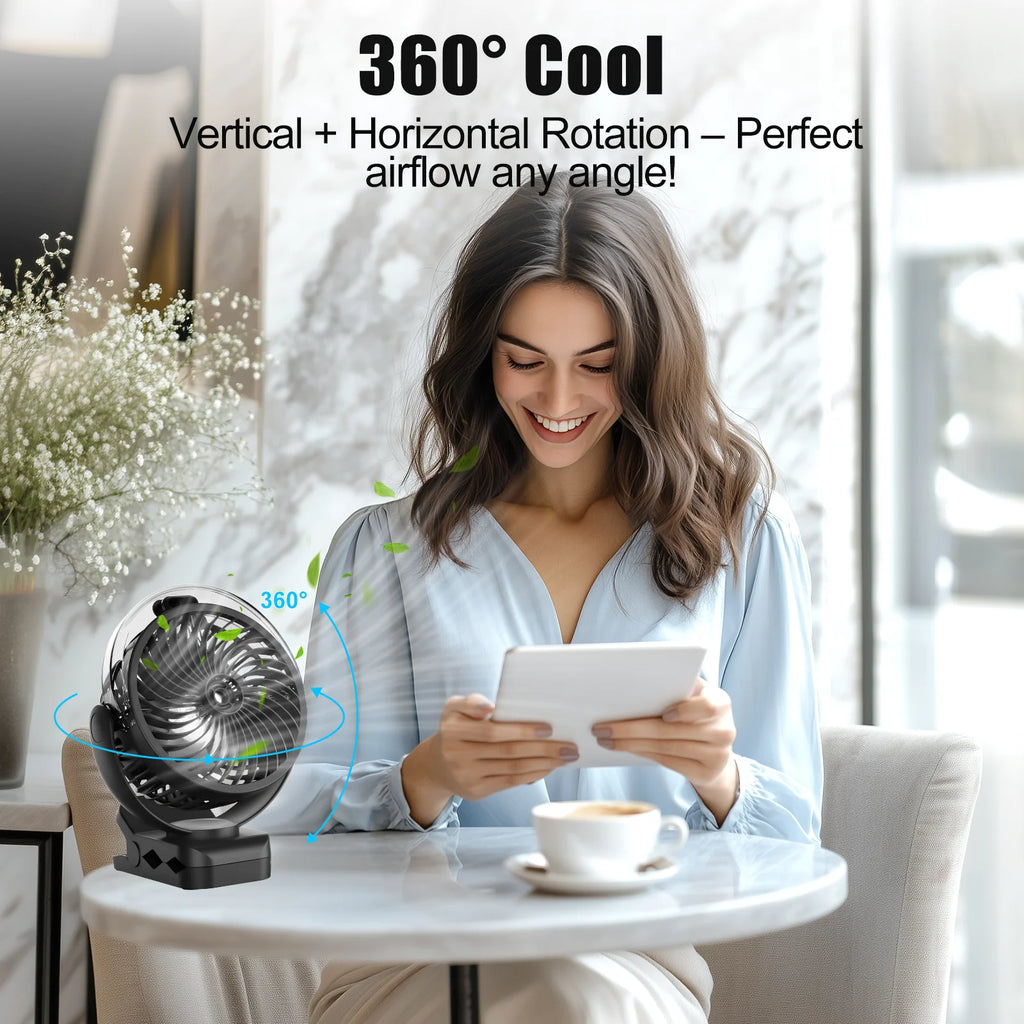 Portable Clip-on Mist Cooling Fan Rechargeable 3 Speed Digital Display Mini Humidifier Spray Fan Adjustable Desk Fan with 4000mA