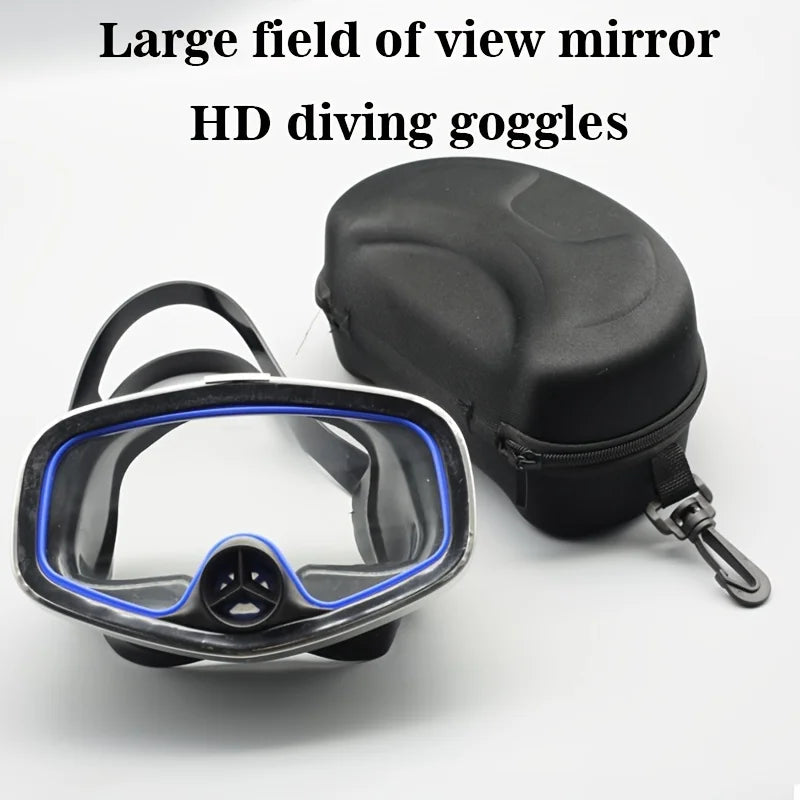 Professional Large Frame Diving Mask , With Nasal Valve, Adult,Swimming Goggles, Anti-fog Diving Goggles, Snorkeling Equipment svart