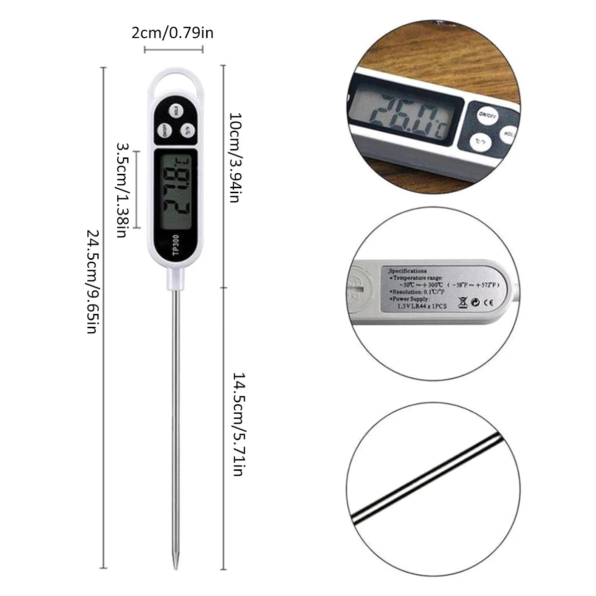 Digital Candy Thermometer with Pot Clip Kitchen Thermometer for Cooking, Baking, and Candy Making Stainless Steel Probe