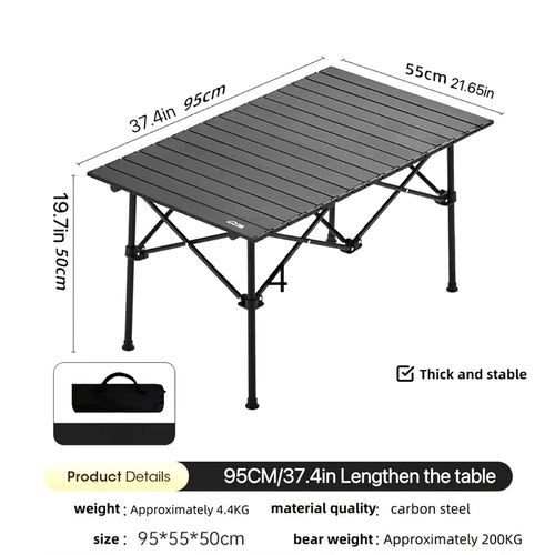 Aluminiumlegering Hopfällbart Bord – Campingbord för Utomhusbruk 55x95cm TJECKIEN
