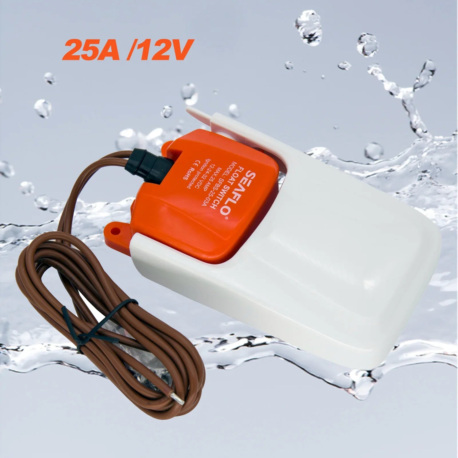 Automatisk Länspumpsflottörbrytare 12V/24V/32V - Marin Vattennivåsensor 25A