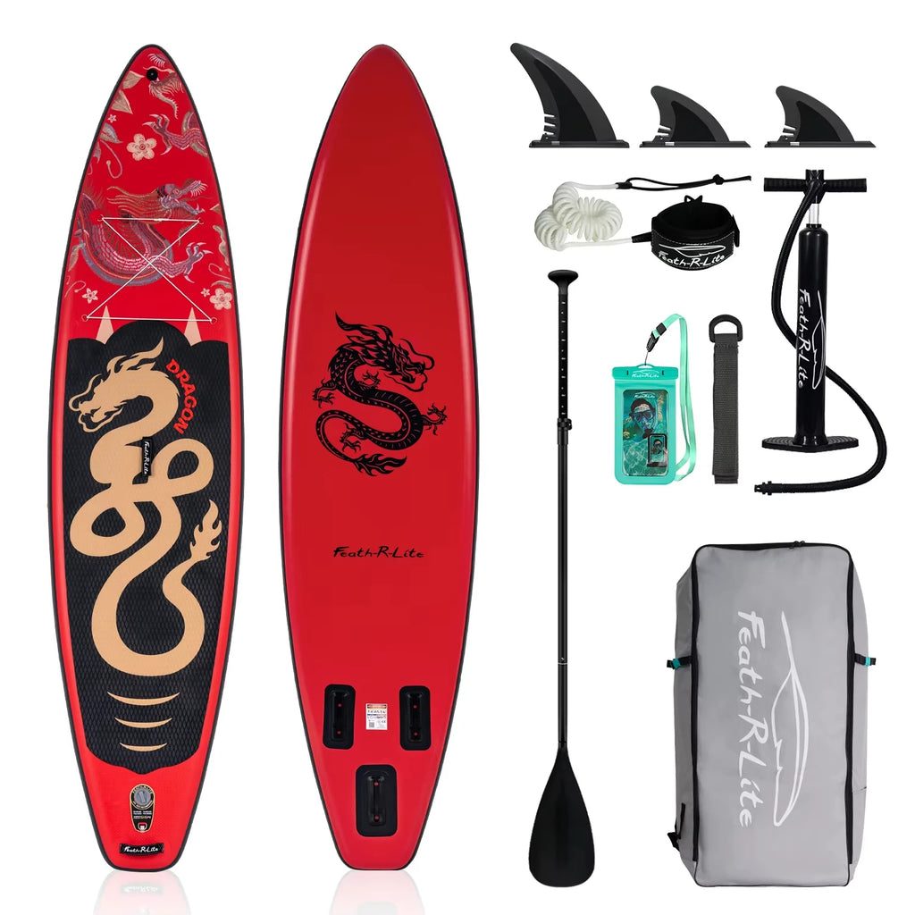 Uppblåsbar SUP-bräda 335cm - Komplett Set med Paddel, Pump & Tillbehör Röd drakeRöd drake Polen (3–6 dagar)