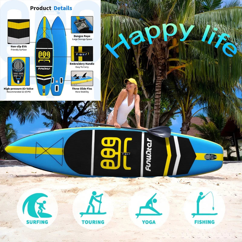 Uppblåsbar SUP Paddleboard - Premium Stand Up Paddle Board för Fiske och Fritid