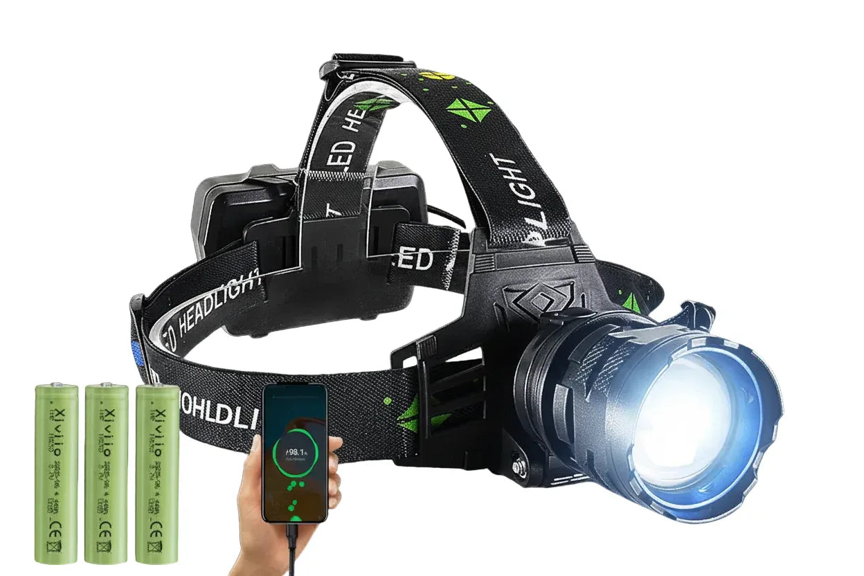 Kraftfull LED Pannlampa 800W - USB Laddningsbar Vattentät Arbetslampa.