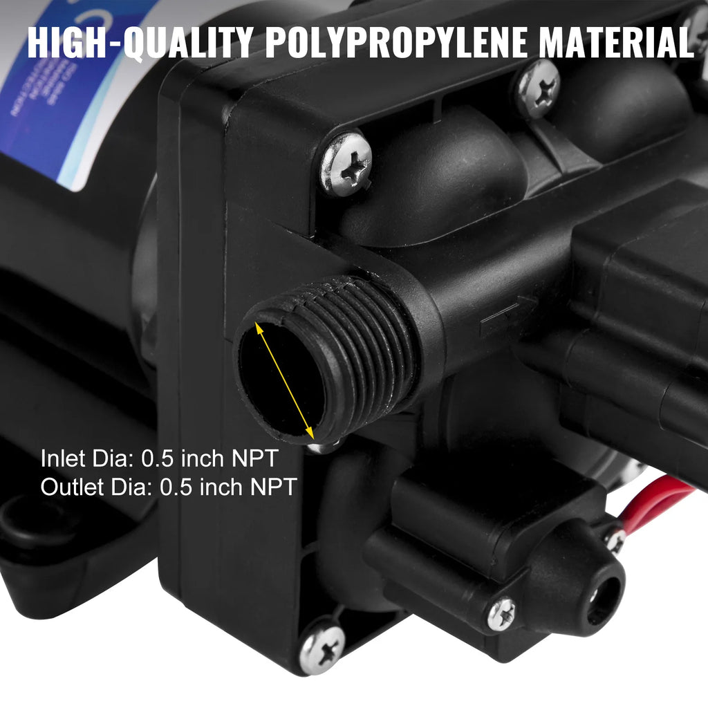 Vattenpump 12V 3 GPM med Tryckomkopplare 45PSI - Diafragmapump för Husbil Båt Trädgård