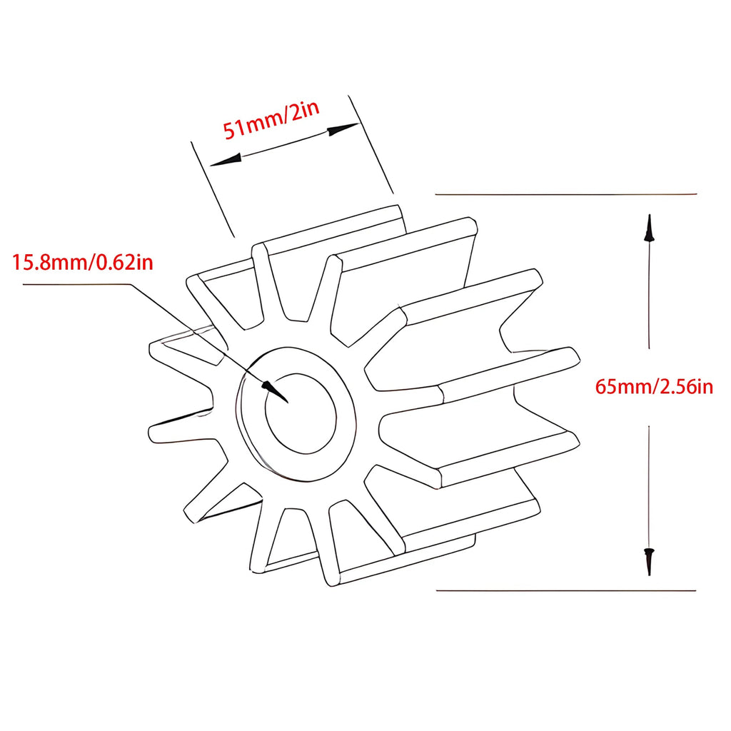 Vattenpump Impeller Kit för Volvo Penta 818680 - 12-Bladig Komplett Kit med Packningar