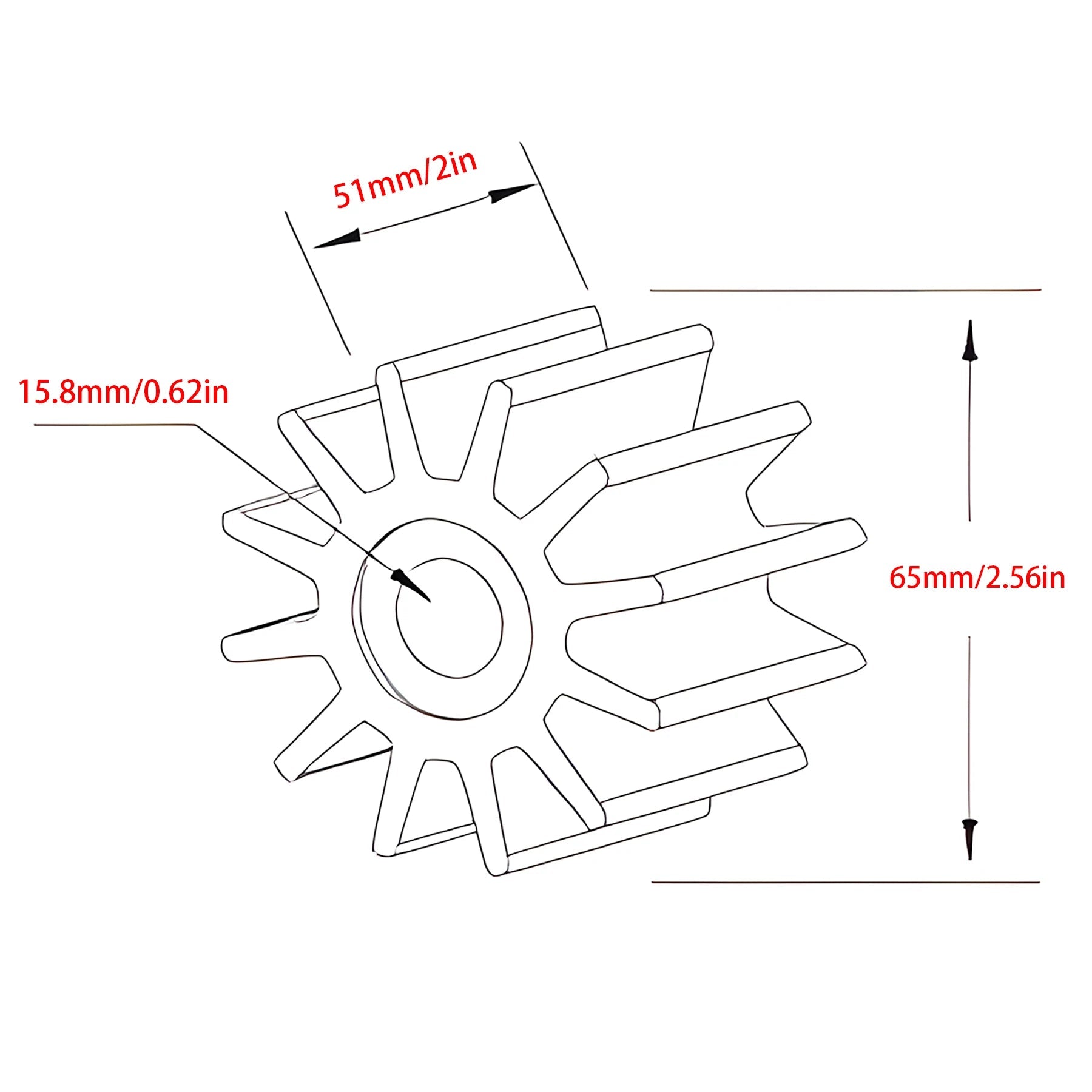 Vattenpump Impeller Kit för Volvo Penta 818680 - 12-Bladig Komplett Kit med Packningar