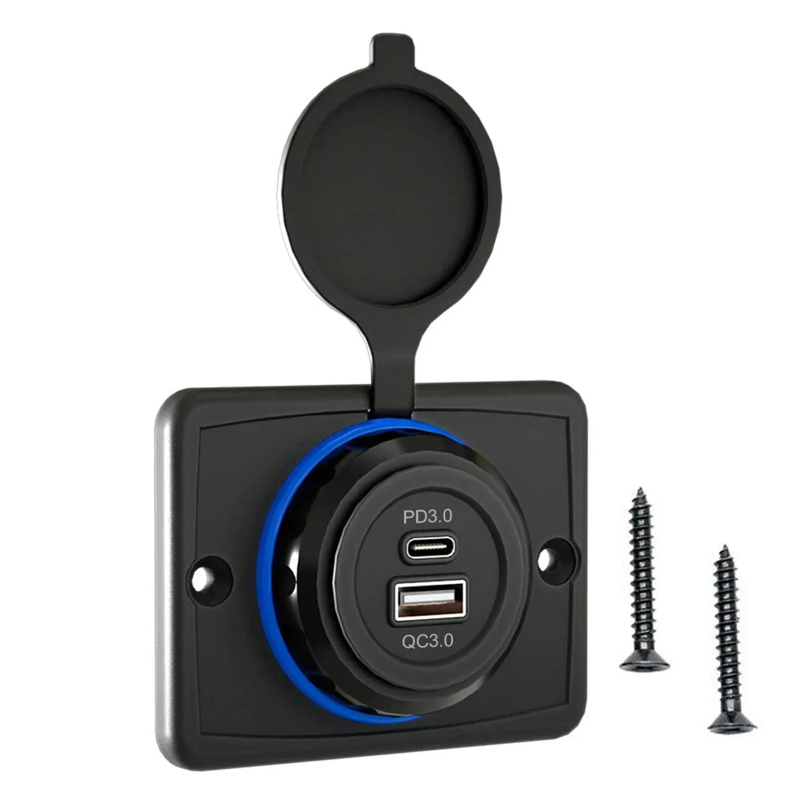 Vattentät USB-laddare för bil - Dubbel snabbladdning 12V/24V svart