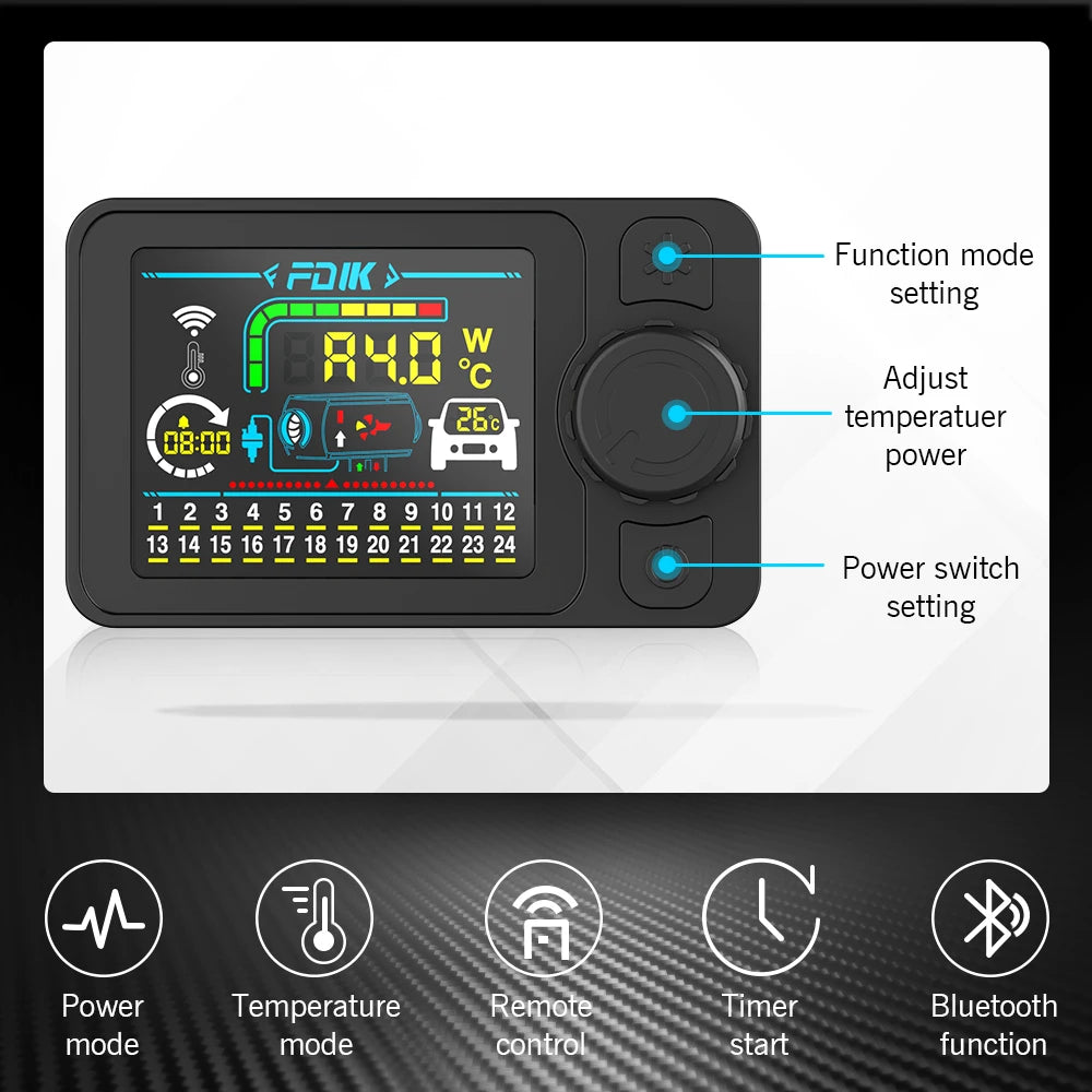 FDIK 5KW Dieselvärmare 12V/24V med Bluetooth-app – Aluminiumskal för Bil, Lastbil, Båt & Husbil